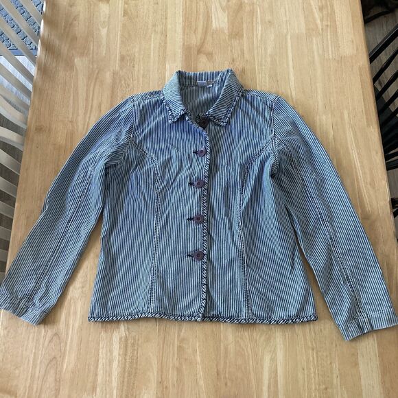 Classic Blue Striped Jean Jacket - Picture 9 of 9
